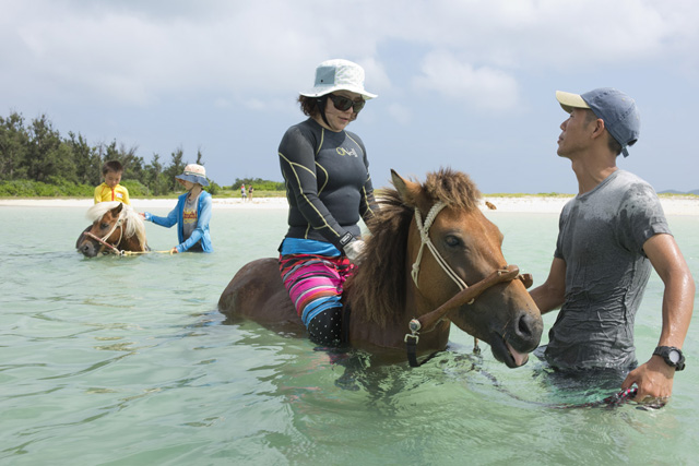 夏限定！久米島の青い海で乗馬体験！